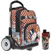 Shout Zaino Trolley Sganciabile 2 in 1 per Bambini Scuola Elementare e Media con Ruote in Gomma, 4 Scomparti e Portaborraccia - D-Touch X Monopoly C/Clip-On 32x20x43 cm 28L