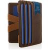 WEST Magic Wallet Portafoglio con Portamonete Protezione RFID Marrone-Arancione | Portafoglio compatto con bande elastiche resistenti per carte e banconote; confezione regalo inclusa.