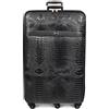 House Of Leather Premium PU pelle Croc-Print bagagli Hybrid Shell valigie leggere con serratura, 360 ° liscio Spinner & ruote stabilizzatrici Black Elite, Nero , L, Set Bagagli con Ruote Spinner