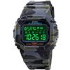 SKMEI Orologio digitale da uomo, impermeabile, stile militare, con contapassi, calorie, cronografo, chiamate, SMS, promemoria di chiamata, retroilluminazione a LED, per corsa, sport, colore verde