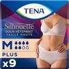 TENA Silhouette Plus a Vita Alta - Biancheria intima assorbente usa e getta, incontinenza da donna, mutandine per perdite urinarie da moderate a forti, crema - taglia M - 9 mutandine