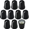 Knob Zone Manopola di controllo in gomma nera con foro D0 da 6 mm per mixer DJ, confezione da 10