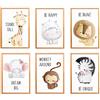 WIETRE® - Set di 6 immagini per la cameretta dei bambini, decorazione per bambini, formato DIN A4, tema: animali della foresta, Safari, Africa - senza cornici