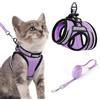 rabbitgoo Pettorina Gatto Antifuga, Guinzaglio Gatti Regolabile, Imbracatura Ultra-Leggero Morbido Riflettente per Cucciolo, Gattini e Gatto Piccolo, Pettorina per Passeggio e Corsa, S, Viola Chiaro