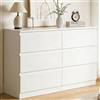 YOUDENOVA Comò con 6 cassetti, Bianco Legno Comò per Camera da letto Ingresso Soggiorno, Cassettiera Profondità 40 cm, Comò Larghezza 120 cm, Mobile Moderno, 120 x 40 x 75 cm