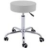 QUIRUMED Base cromata Sgabello 5 ruote, acciaio, colore argento, rivestimento in similpelle, imbottitura ad alta densità, leggero, altezza regolabile, fino a 150 kg