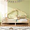 Shye Lettino per bambini con ripiano portaoggetti a forma di camino, 90 x 200 cm (naturale)