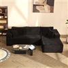 Litbird Divano angolare modulare a forma di L con chaise longue a sinistra - Struttura morbida senza telaio rigido, seduta extra profonda in velluto a coste (Nero, Chaise longue destra)