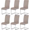 Yaheetech Set 6 Sedie Sala da Pranzo Imbottite Seduta Spessa 10 cm, Sedie Cucina con Schienale Alto, Gambe in Metallo a Forma di U per Uffici, Soggiorni e Salotti, Marrone Chiaro