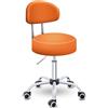 TRESKO® Sgabello con ruote con schienale regolabile in altezza da 46 a 58 cm, girevole per ufficio/salone di bellezza (arancione)