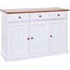 Inter Link - Cassettone - Credenza - Pino massiccio - 3 ante - 3 cassetti - Stile rustico - Per sala da pranzo - Soggiorno - Hall - Westerland 4.2 - Bianco / Marrone seppia