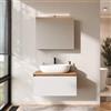 Planetmöbel - Set di mobili da bagno Arisa, composto da mobile sotto-lavabo da 80 cm in oro, rovere bianco (con nervature) con armadio a specchio ARIA, lavabo da 60 cm bianco, incluso sifone