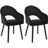Goeurvant Set di 2 sedie da sala da pranzo, con gambe in legno e bracciolo, per sala da pranzo, per sala da pranzo, cucina, colore nero