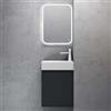 doporro Set Mobile Bagno con Lavabo e Specchio LED Mobiletto Bagno Sospeso per WC Ospiti 46x26x63cm Antracite opaco, Lavabo da Parete Bianco, Pisa02