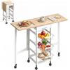 HOMCOM Carrello Portavivande Pieghevole 37x37x77.5 cm Bianco e Legno