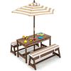 RELAX4LIFE Tavolo da Picnic con Panchine e Ombrellone per Bambini, Tavolo con Sedie a 4 Posti (Modello 10)