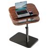 YuLiMirich Tavolino a forma di C, in legno, per computer portatile, pieghevole, girevole a 360°, regolabile in altezza, con guide per tablet per cellulare, per camera da letto, soggiorno, ufficio