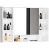 kleankin Specchiera Bagno con Mensole Aperte e Armadietto con Anta Specchiata, Mobile Bagno con Specchio Salvaspazio, 100x15x70cm, Bianco