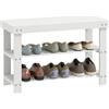 HOMCOM Panca Scarpiera da Ingresso a 3 Livelli in Bambù, Scarpiera con Seduta per 6 Paia di Scarpe, Scaffale per Scarpe a Doghe, Portaoggetti, per Ingresso, Soggiorno, Corridoio, 70x28x45 cm, Bianco
