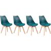 Happy Garden Set di 4 sedie da Pranzo Nora Blu in Stile scandinavo con Cuscino, sedie da Cucina, sedie Imbottite, Gambe in faggio Massiccio