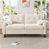 DACHETOU Moderno divano beige a 2 posti divano imbottito in tessuto ciniglia con cuscini spessi, comodo divano per soggiorno, camera da letto, piccolo appartamento, mobili imbottiti dal design