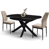 PAZZO DESIGN Tavolo Allungabile Jolanda Ovale Rotante, Ceramica, Gambe in Metallo Nero, Nero Sahara, Cucina, Soggiorno, 140 x 90 x h76.5 cm - id_2355
