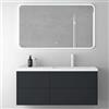 Mai & Mai Mobile Bagno Sospeso46x120x54cm Marrone, Lavabo Bianco e Specchio | Mobile da Bagno con 4 Cassetti Include Lavabo Bianco 120cm e Specchio LED, Seria Moment