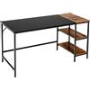 GIANTEX Scrivania per Computer da 140 cm, Grande Scrivania per l'ufficio Domestico con 2 Livelli, Scrivania Moderna per PC, Marrone Rustico/Nero (Nero)