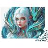 DPFKZRXG Puzzle 1000 pezzi carta riciclata per adulti Fanciulla drago fata ali turchesi Arte elfo magica vibrante dolce Gioco educativo Sfida Ottimo regalo