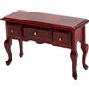 Faroby Tavolo in miniatura scala 1:12, scrivania realistica in legno per casa delle bambole con 3 cassetti retrò per soggiorno camera da letto decorazione scena libreria, rosso