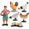 Faroby Figure Modello Fattoria Giocattolo 6 Pezzi Collezione di Figurine di Pollo Custode Contadino
