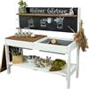 Meppi Cucina per bambini, piccolo giardiniere in legno, cucina per esterni, per bambini, con vasche da matena, tavolo per piante e tavolo per bricolage