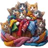 WOODBESTS Puzzle in legno per adulti, famiglia di gatti, puzzle unici, bellissimi regali per gli amanti dei puzzle (34 x 32,6 cm, 255 pezzi)