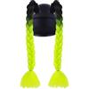 JIAHG Parrucca a coda di cavallo intrecciata per casco da moto, con supporto a ventosa rimovibile, decorazione per casco da donna (nero sfumato verde fluorescente)
