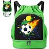 YOUYIKE Borsa da nuoto per bambini, motivo: calcio e arcobaleno, scomparto inferiore, zaino impermeabile, borsa sportiva con coulisse, borsa sportiva per ragazze e ragazzi, Rosa, 30x16x42 cm