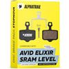 Alphatrail Performance Pastiglie freno per Avid Elixir 1-9 & SRAM Level T & TL | Organico | 1 paio | Forte potenza frenante e durata | Pastiglie freno a disco Alphatrail per MTB e E-bike