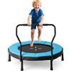 COSTWAY Trampolino Elastico per Bambini, Tappeto Elastico da Interno ed Esterno con Manubrio in Schiuma e Cuscino di Sicurezza, Ideale per Bambini 3-6 Anni, Portata 100 kg (Blu)
