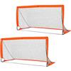 HOMCOM Porte da calcio, rete da calcio, set di 2 mini porte, pieghevoli, in metallo, in tessuto Oxford, per bambini, da esterno, arancione, 183 x 90 x 90 cm