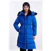 Desigual, Cappotto imbottito cintura, Poliestere, Blu, L