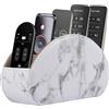 RHCSZ Porta telecomando in pelle con 5 scomparti per telecomandi TV, organizer da scrivania per controller, occhiali e lettore multimediale, portapenne (bianco)