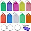 DAVIDJAMESCLARKE 30 Pezzi Targhette Portachiavi Scrivibile,Portachiavi Plastica con Etichette in Carta Bianca per chiavi, valigie, animali domestici (10 colori)