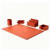 DiKasa Noomi Set Ufficio in Pelle di Vitello Rosso - Piano da Scrivania con Porta Penne, Oggetti, Lettere e bigliettini - Accessori Eleganti per Ufficio e Studio