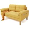 Xbro Divano a 2 Posti con Braccioli e Tasche Laterali, Piccolo Divano in Tessuto per Soggiorno, Appartamento, Ufficio, Facile da Montare, 145 x 77 x 77 cm,Giallo