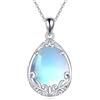 YFN Collana con ciondolo a forma di pipistrello in pietra di luna, in argento sterling, ciondolo celtico a forma di pipistrello, gioiello irlandese, regalo di Halloween per donne e ragazze, Argento