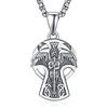 KINGWHYTE San Michele Collana in argento sterling 925 con croce celtica di San Michele Arcangelo ciondolo collana da uomo con ciondolo a forma di croce celtica da 22 + 2