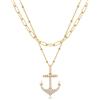 Jenosy Collana Anchor Pendente Donna Regalo Delicata a Più File Catena Zircon Arrow Collana da Donna Oro 18K Placcata Gioielli di Moda per Donne Ragazze