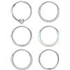 ADRAMATA 6 PCS 16G 18G Septum Piercing per Donna Uomo - Acciaio Chirurgico Naso Helix Daith Cartilagine Orecchini Labbra Anelli Nostril Set