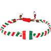 Italyanissimo Bracciale per tifosi in macramè e Argento 925 rodiato oro bianco con smalti. Tricolore Italia. (Taglia M) 19-20 - 21 cm)