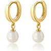 Mary & Jules Orecchini a cerchio in argento sterling 925 placcato oro con perle d'acqua dolce, 13 mm, 2.5 mm, 8 mm, per donna, riciclato, confezione regalo