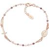 Amen Bracciale da Donna Bracciale Realizzato in Argento 925 rosè e Cristalli Amaranto Rosa e Tortora. Lunghezza Bracciale: 18 cm + 2 cm di allungo. La referenza è bro10rarto3